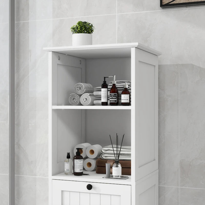 One-Compartment One-Drawer Tilt-Out Laundry Sorter Cabinet - White