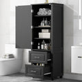 Tall Bathroom Storage Cabinet with Two Drawers and Adjustable Shelf