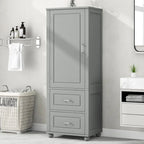Tall Bathroom Storage Cabinet with Two Drawers and Adjustable Shelf