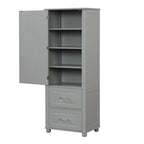Tall Bathroom Storage Cabinet with Two Drawers and Adjustable Shelf