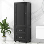 Tall Bathroom Storage Cabinet with Two Drawers and Adjustable Shelf