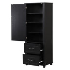 Tall Bathroom Storage Cabinet with Two Drawers and Adjustable Shelf
