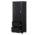 Tall Bathroom Storage Cabinet with Two Drawers and Adjustable Shelf