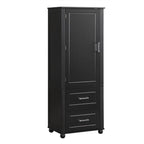 Tall Bathroom Storage Cabinet with Two Drawers and Adjustable Shelf