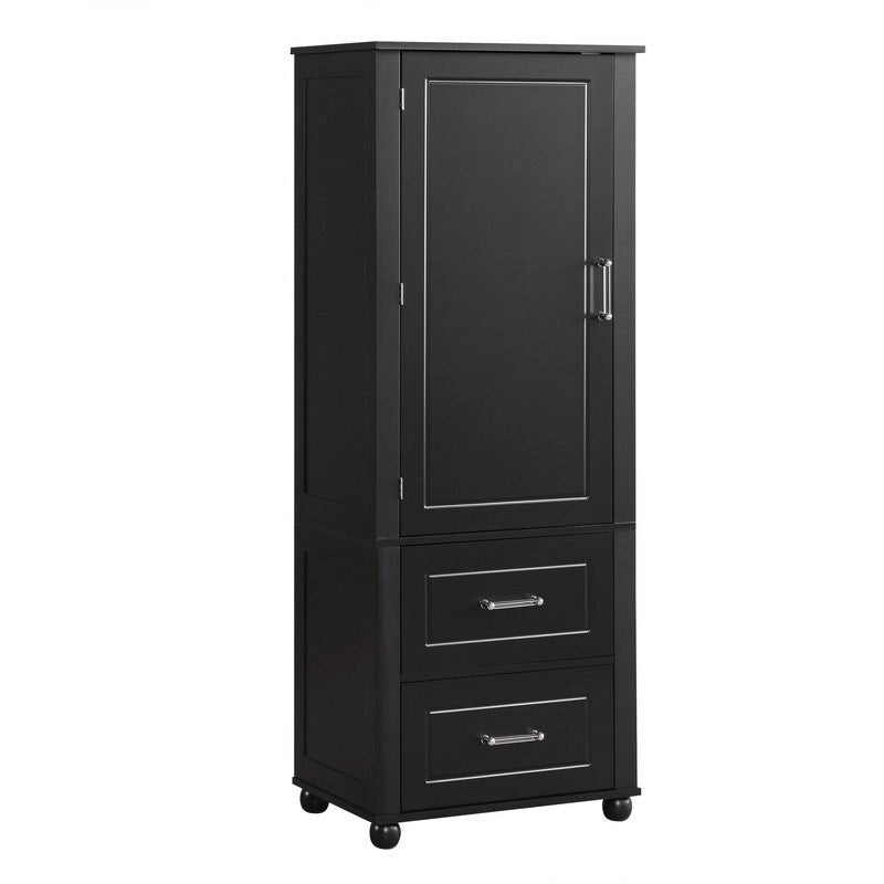 Tall Bathroom Storage Cabinet with Two Drawers and Adjustable Shelf