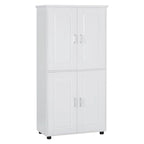 Tall and Wide Bathroom Floor Storage Cabinet Bathroom Storage Unit Freestanding Cabinet with 4 Doors Adjustable Shelves