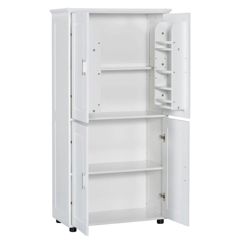 Tall and Wide Bathroom Floor Storage Cabinet Bathroom Storage Unit Freestanding Cabinet with 4 Doors Adjustable Shelves