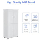 Tall and Wide Bathroom Floor Storage Cabinet Bathroom Storage Unit Freestanding Cabinet with 4 Doors Adjustable Shelves