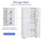 Tall and Wide Bathroom Floor Storage Cabinet Bathroom Storage Unit Freestanding Cabinet with 4 Doors Adjustable Shelves
