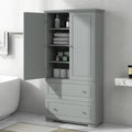 Wide Bathroom Storage Cabinet, Freestanding Storage Cabinet with Two Drawers and Adjustable Shelf