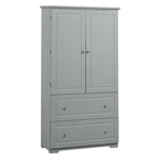 Wide Bathroom Storage Cabinet, Freestanding Storage Cabinet with Two Drawers and Adjustable Shelf