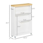 Slim Bathroom Cabinet with Wheels Storage Organizer