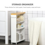 Slim Bathroom Cabinet with Wheels Storage Organizer