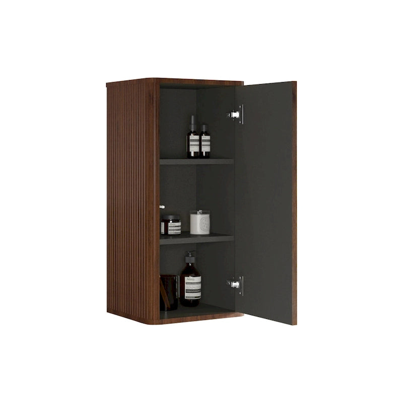 Striped Walnut Bathroom Floating Side Cabinet, Wall-mounted Storage Cabinet for Small Spaces