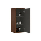 Striped Walnut Bathroom Floating Side Cabinet, Wall-mounted Storage Cabinet for Small Spaces