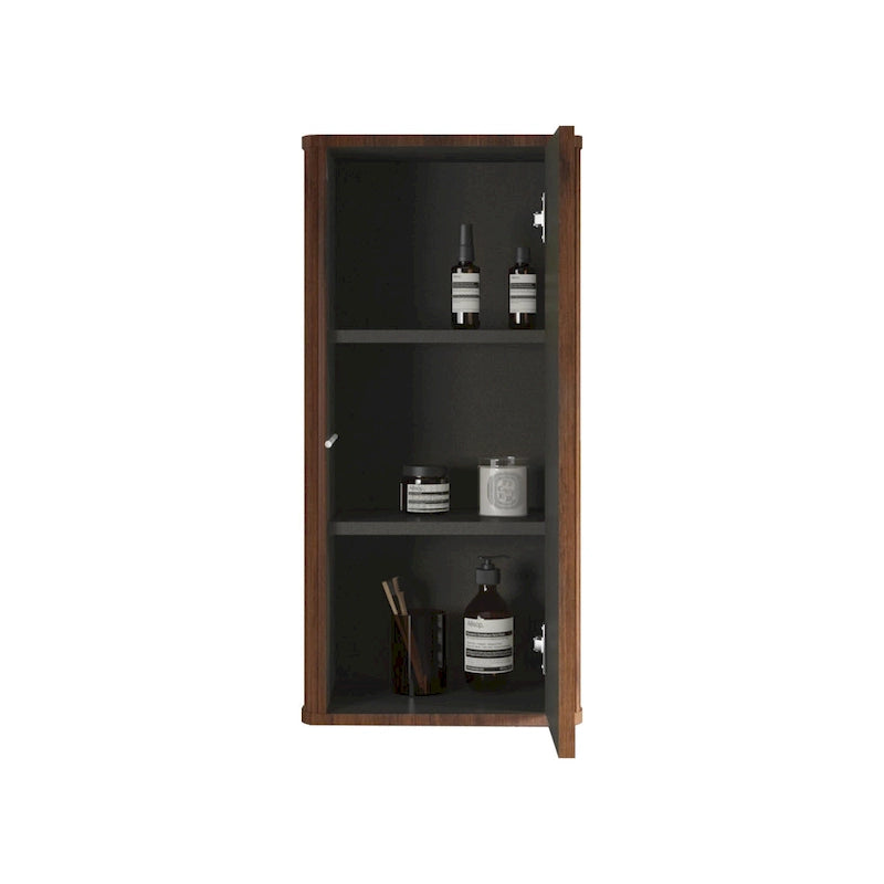 Striped Walnut Bathroom Floating Side Cabinet, Wall-mounted Storage Cabinet for Small Spaces