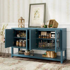 Elegant Retro Console Table,Storage Cabinet,Sideboard with Mirrored Doors, Spacious Shelves, and Durable Acacia Wood Legs