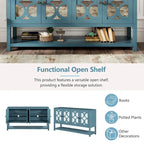 Elegant Retro Console Table,Storage Cabinet,Sideboard with Mirrored Doors, Spacious Shelves, and Durable Acacia Wood Legs