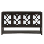 Elegant Retro Console Table,Storage Cabinet,Sideboard with Mirrored Doors, Spacious Shelves, and Durable Acacia Wood Legs