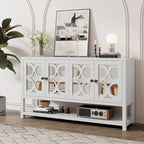 Elegant Retro Console Table,Storage Cabinet,Sideboard with Mirrored Doors, Spacious Shelves, and Durable Acacia Wood Legs