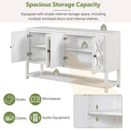 Elegant Retro Console Table,Storage Cabinet,Sideboard with Mirrored Doors, Spacious Shelves, and Durable Acacia Wood Legs