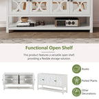 Elegant Retro Console Table,Storage Cabinet,Sideboard with Mirrored Doors, Spacious Shelves, and Durable Acacia Wood Legs