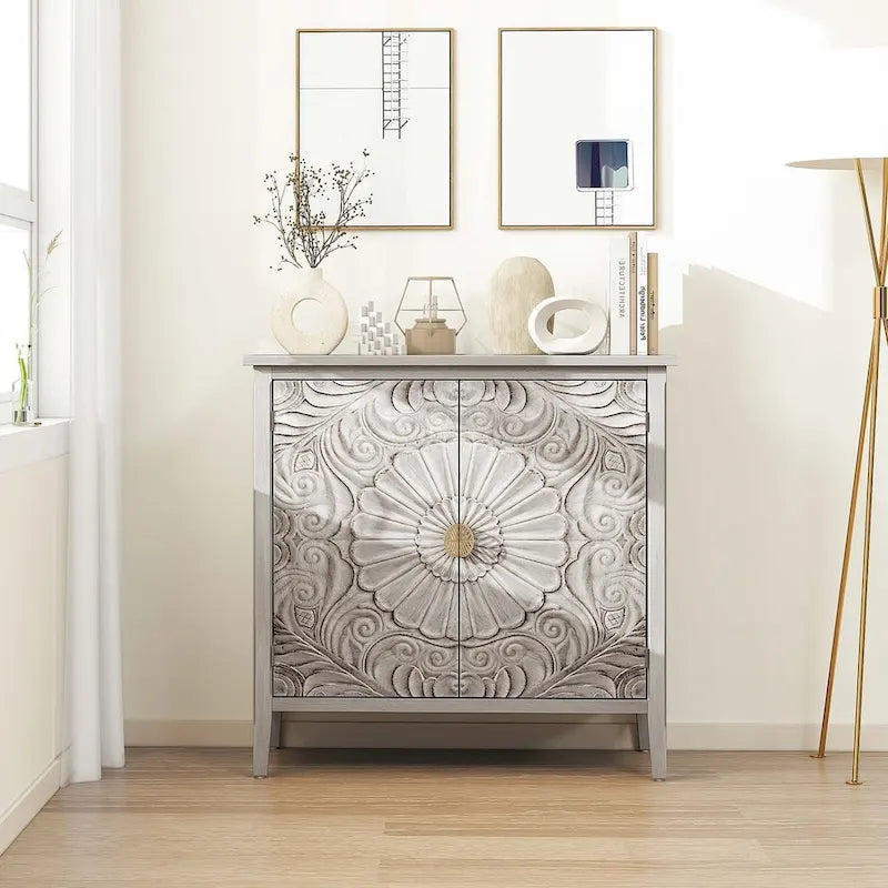 Light Grey 30.71 in. H Storage Cabinet with Shelves - 31.50 x 14.97