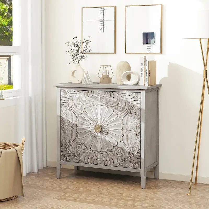 Light Grey 30.71 in. H Storage Cabinet with Shelves - 31.50 x 14.97