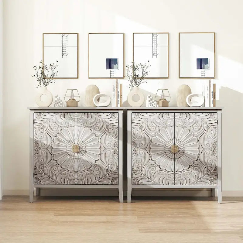 Light Grey 30.71 in. H Storage Cabinet with Shelves - 31.50 x 14.97