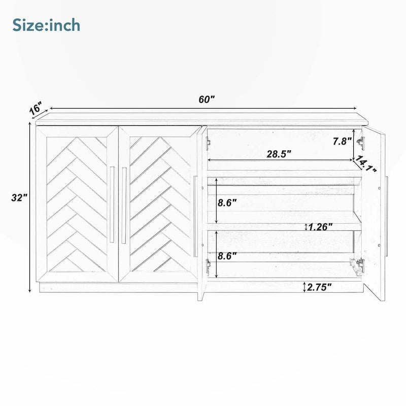 Sideboard with Adjustable Shelves for Kitchen