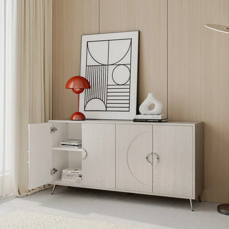 Modern Lacquered 4 Door Wooden Cabinet