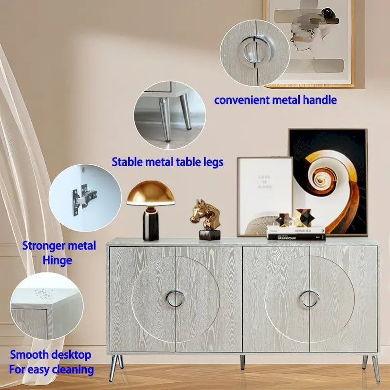 Modern Lacquered 4 Door Wooden Cabinet