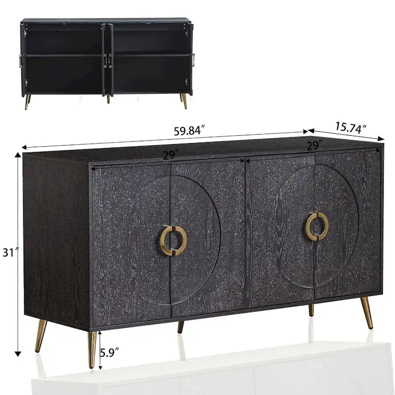 Modern Lacquered 4 Door Wooden Cabinet
