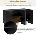 Wave Doors Shoe Cabinet with Adjustable Shelves and 5 Solid Wood Legs