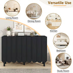 Wave Doors Shoe Cabinet with Adjustable Shelves and 5 Solid Wood Legs