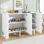 Wave Doors Shoe Cabinet with Adjustable Shelves and 5 Solid Wood Legs