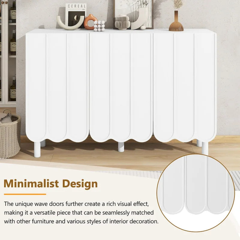 Wave Doors Shoe Cabinet with Adjustable Shelves and 5 Solid Wood Legs