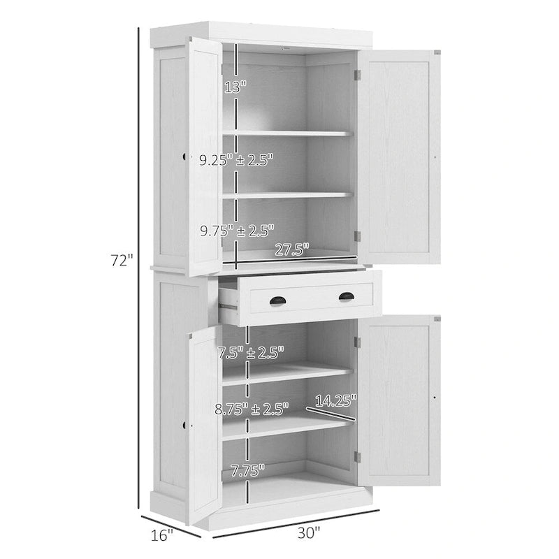 72.5 Kitchen Pantry Cabinet,Traditional Freestanding Storage Cabinet