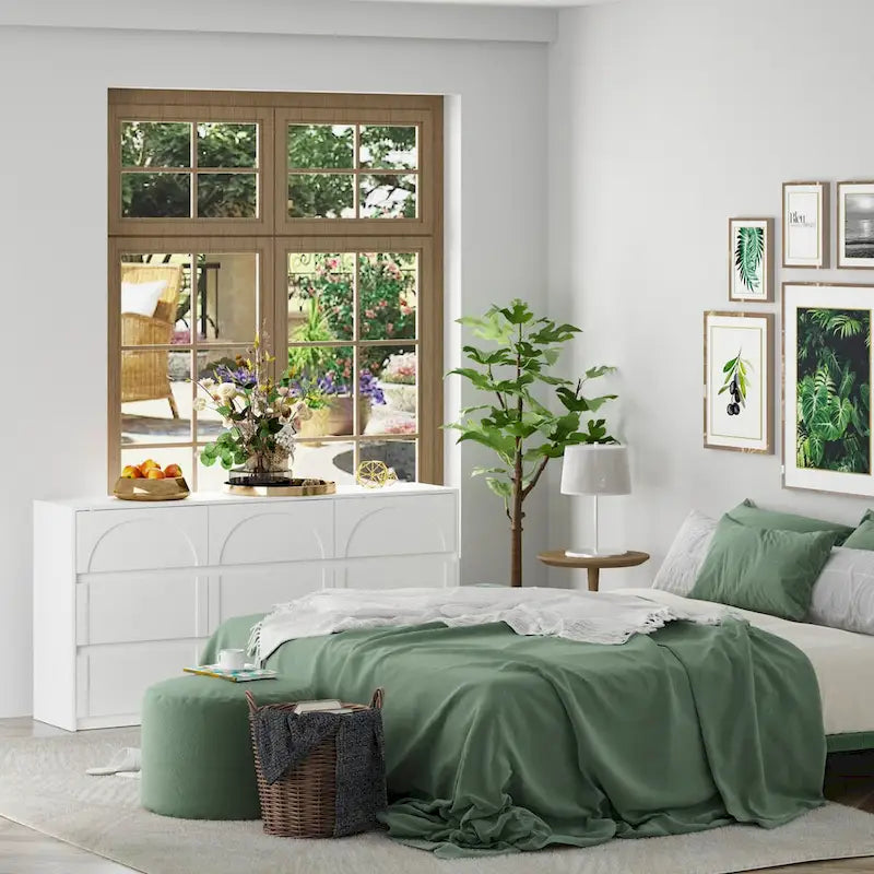 63W Contemporary 6-Drawer Storage Cabinet Sideboard Buffet