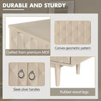 Modern 4-door Sideboard with Convex Pattern Doors and 2 Silver Handle for Living Room, Dining Room, Kitchen