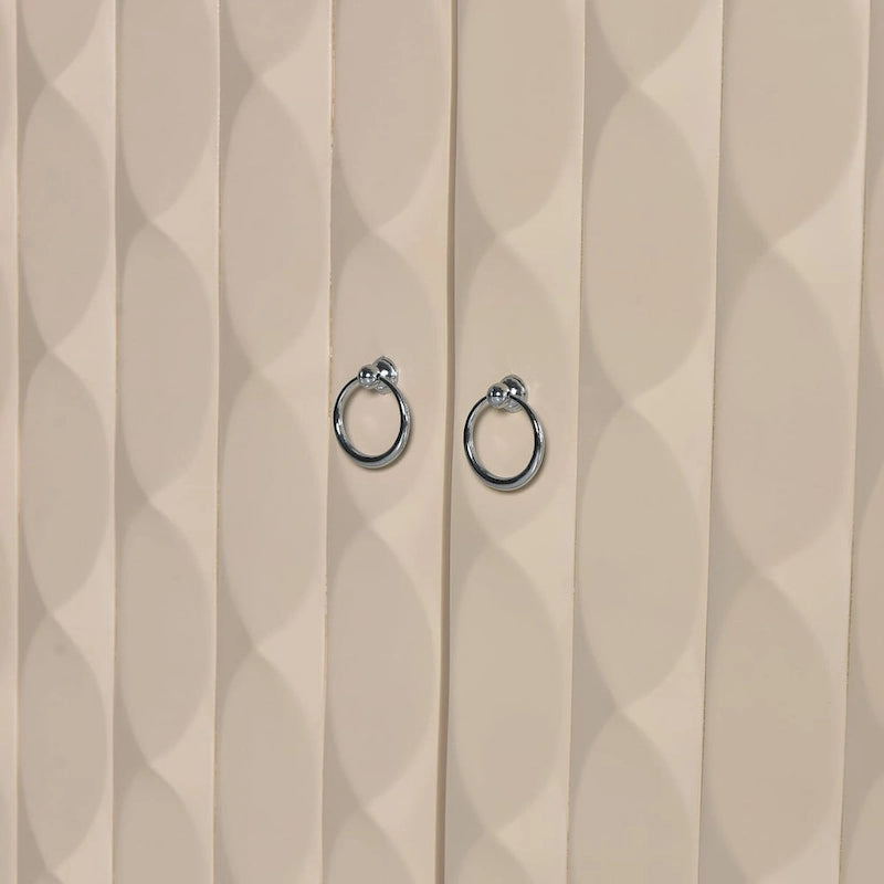 Modern 4-door Sideboard with Convex Pattern Doors and 2 Silver Handle for Living Room, Dining Room, Kitchen