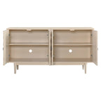 Modern 4-door Sideboard with Convex Pattern Doors and 2 Silver Handle for Living Room, Dining Room, Kitchen