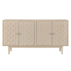 Modern 4-door Sideboard with Convex Pattern Doors and 2 Silver Handle for Living Room, Dining Room, Kitchen