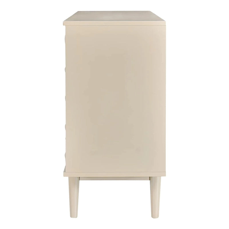 Modern 4-door Sideboard with Convex Pattern Doors and 2 Silver Handle for Living Room, Dining Room, Kitchen