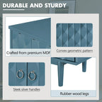 Modern 4-door Sideboard with Convex Pattern Doors and 2 Silver Handle for Living Room, Dining Room, Kitchen