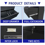 5 Drawer Metal Lateral File Cabinet,Filing Cabinet with Lock,Lockable File Cabinet for Home Office,Locking Metal File Cabinet