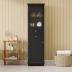 Tall Bathroom Storage Cabinet with Glass Doors