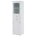 Tall Bathroom Storage Cabinet with Glass Doors