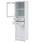Tall Bathroom Storage Cabinet with Glass Doors