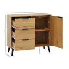 Wood Sideboard Buffet Cabinet with 3 Drawers & Adjustable Shelf & Door